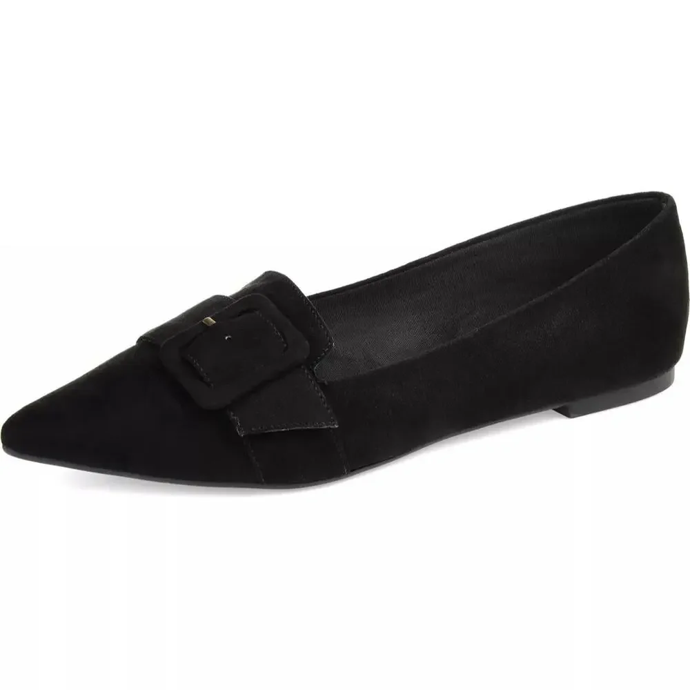 Journee Collection Women Audrey Slip On Loafers Size US 5.5M Black Faux Suede